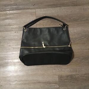 Black Handbag with Gold Accents